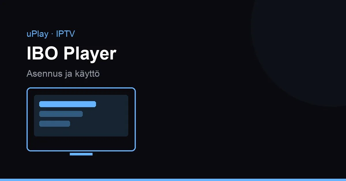 Älytelevisio, jossa IBO Player auki aloitusnäytöllä ja kanavalista näkyvissä