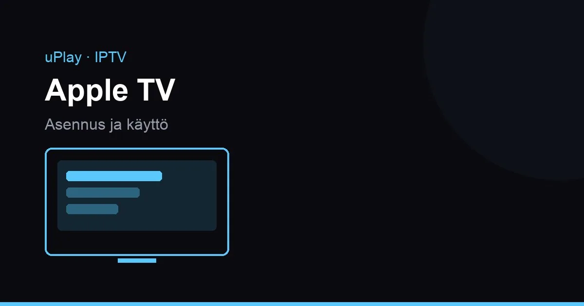 Apple TV 4K kytkettynä televisioon, jossa näkyy kanavalista IPTV-soittimessa