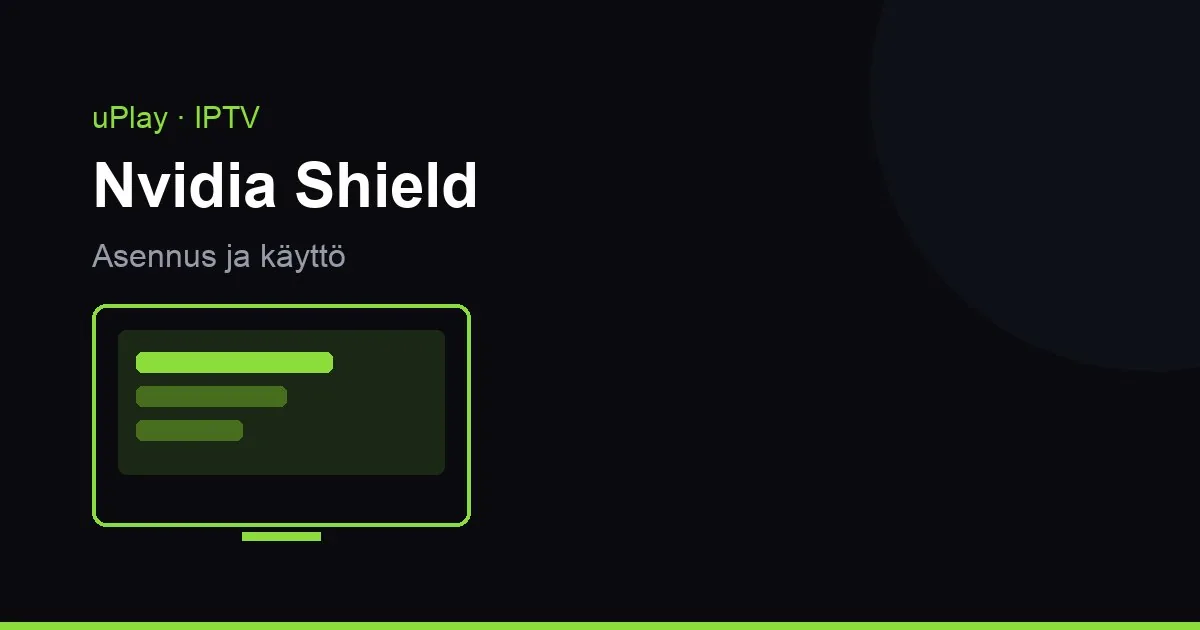 Nvidia Shield TV ja kaukosäädin television edessä, ruudulla ohjelmaopas